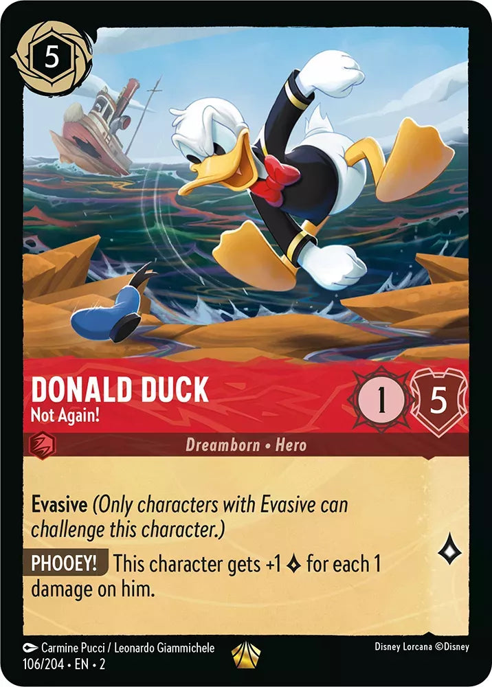 Lorcana Rise of the Floodborn 106/204 Donald Duck Not Again! Foil
