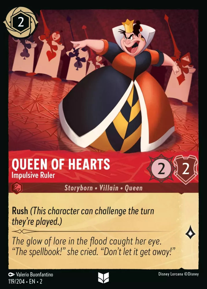 Lorcana Rise of the Floodborn 119/204 Queen of Hearts Impulsive Ruler Foil
