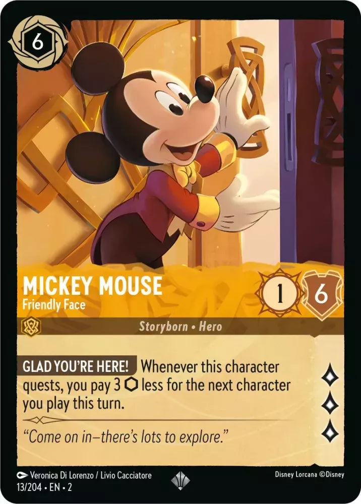 Lorcana Rise of the Floodborn 013/204 Mickey Mouse Friendly Face Foil