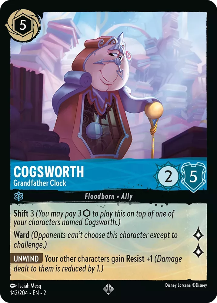Lorcana Rise of the Floodborn 142/204 Cogsworth Grandfather Clock Foil