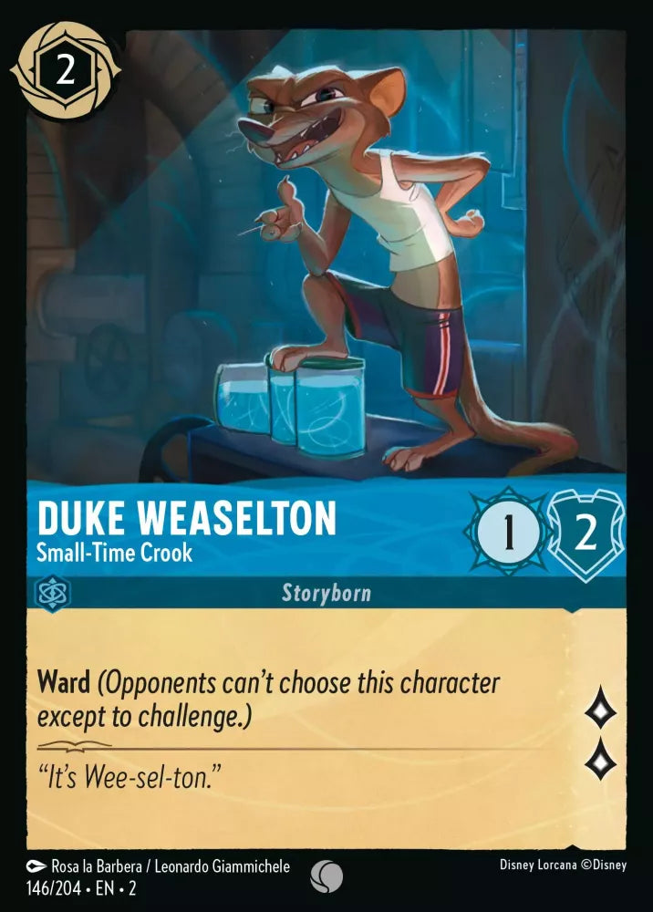 Lorcana Rise of the Floodborn 146/204 Duke Weaselton Small-Time Crook Foil