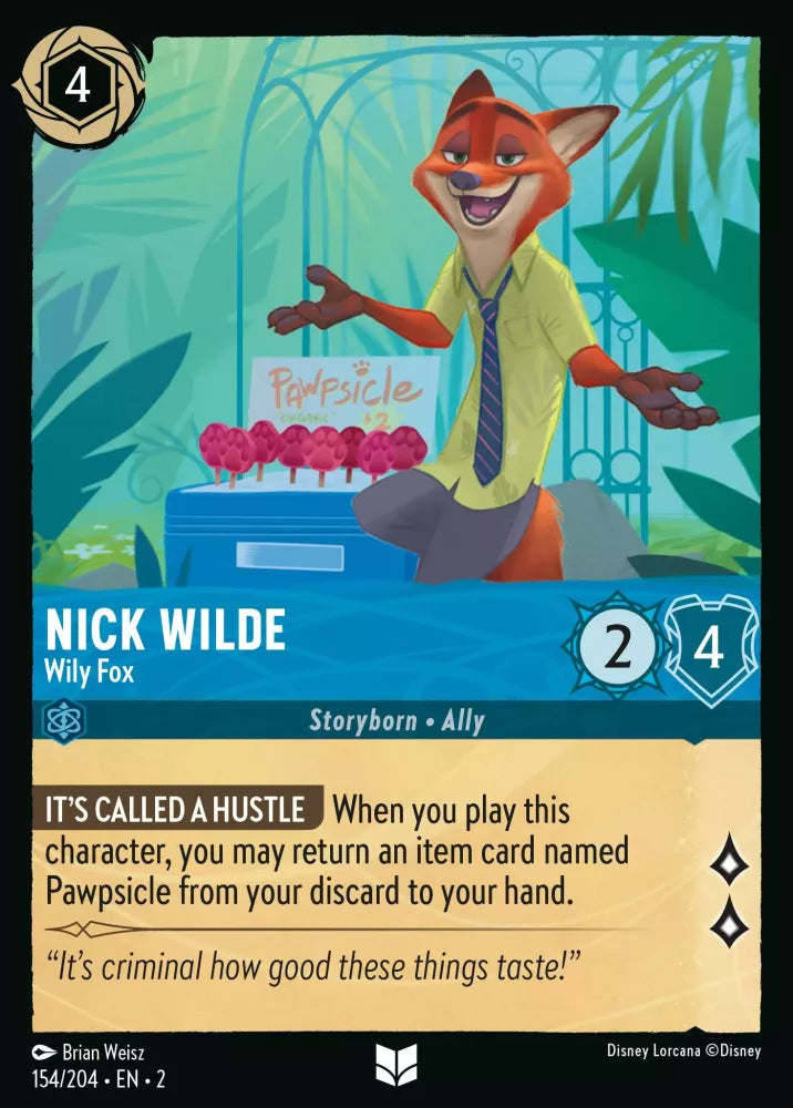 Lorcana Rise of the Floodborn 154/204 Nick Wilde Wily Fox Foil