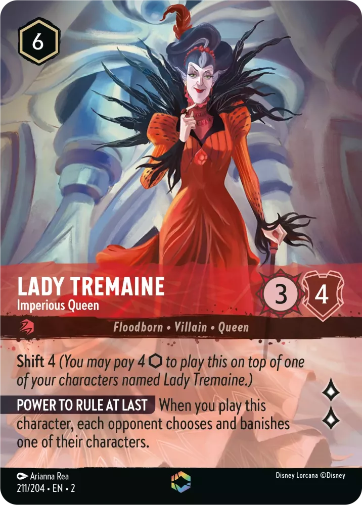 Lorcana Rise of the Floodborn 211/204 Lady Tremaine Imperious Queen Enchanted Rare