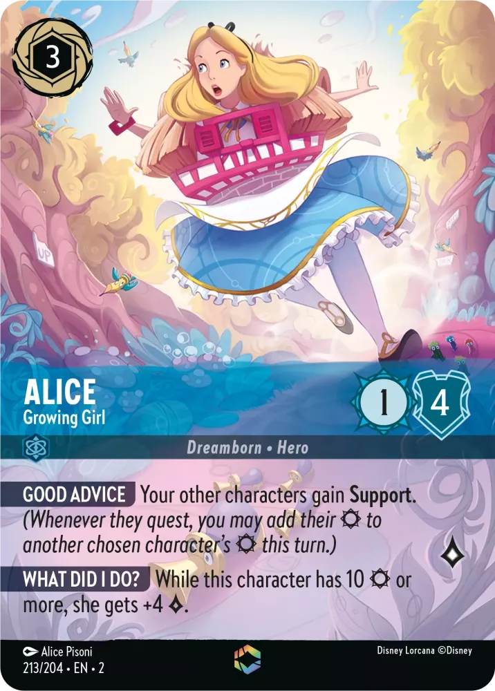 Lorcana Rise of the Floodborn 213/204 Alice Growing Girl Enchanted Rare