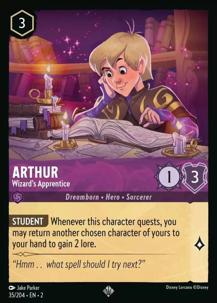 Lorcana Rise of the Floodborn 035/204 Arthur Wizard's Apprentice Foil