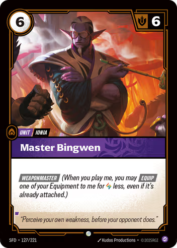 Riftbound Spiritforged 127/221 Master Bingwen Foil