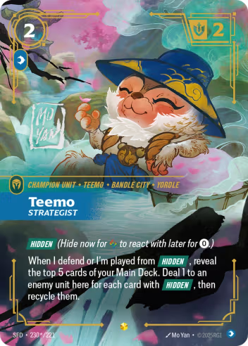 Riftbound Spiritforged 230s/221 Teemo Strategist (Signed Showcase)
