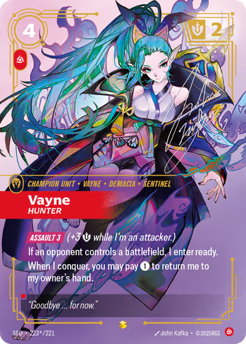 Riftbound Spiritforged 223s/221 Vayne Hunter (Signed Showcase)