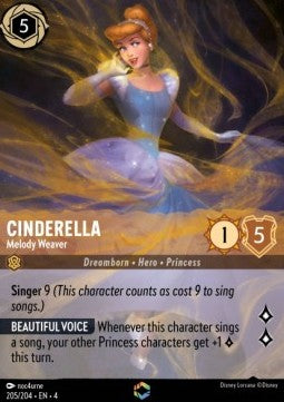Lorcana Ursula's Return 205/204 Cinderella Melody Weaver Enchanted Rare