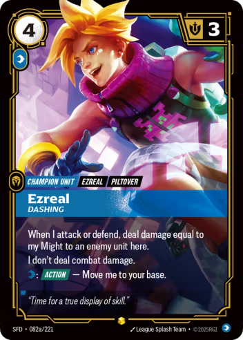 Riftbound Spiritforged 082a/221 Ezreal Dashing (Showcase)