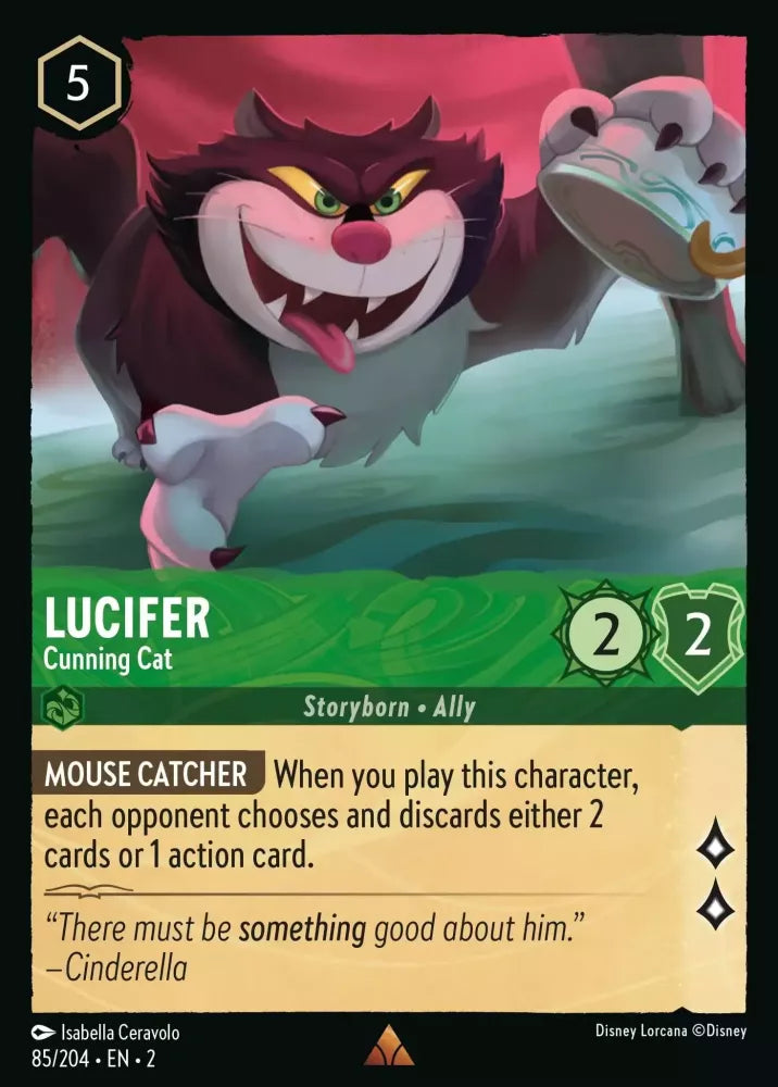 Lorcana Rise of the Floodborn 085/204 Lucifer Cunning Cat Foil