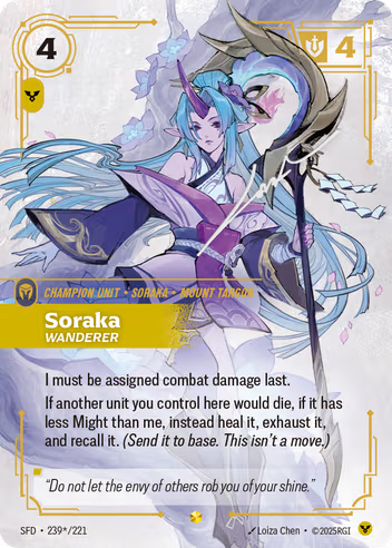 Riftbound Spiritforged 239s/221 Soraka Wanderer (Signed Showcase)