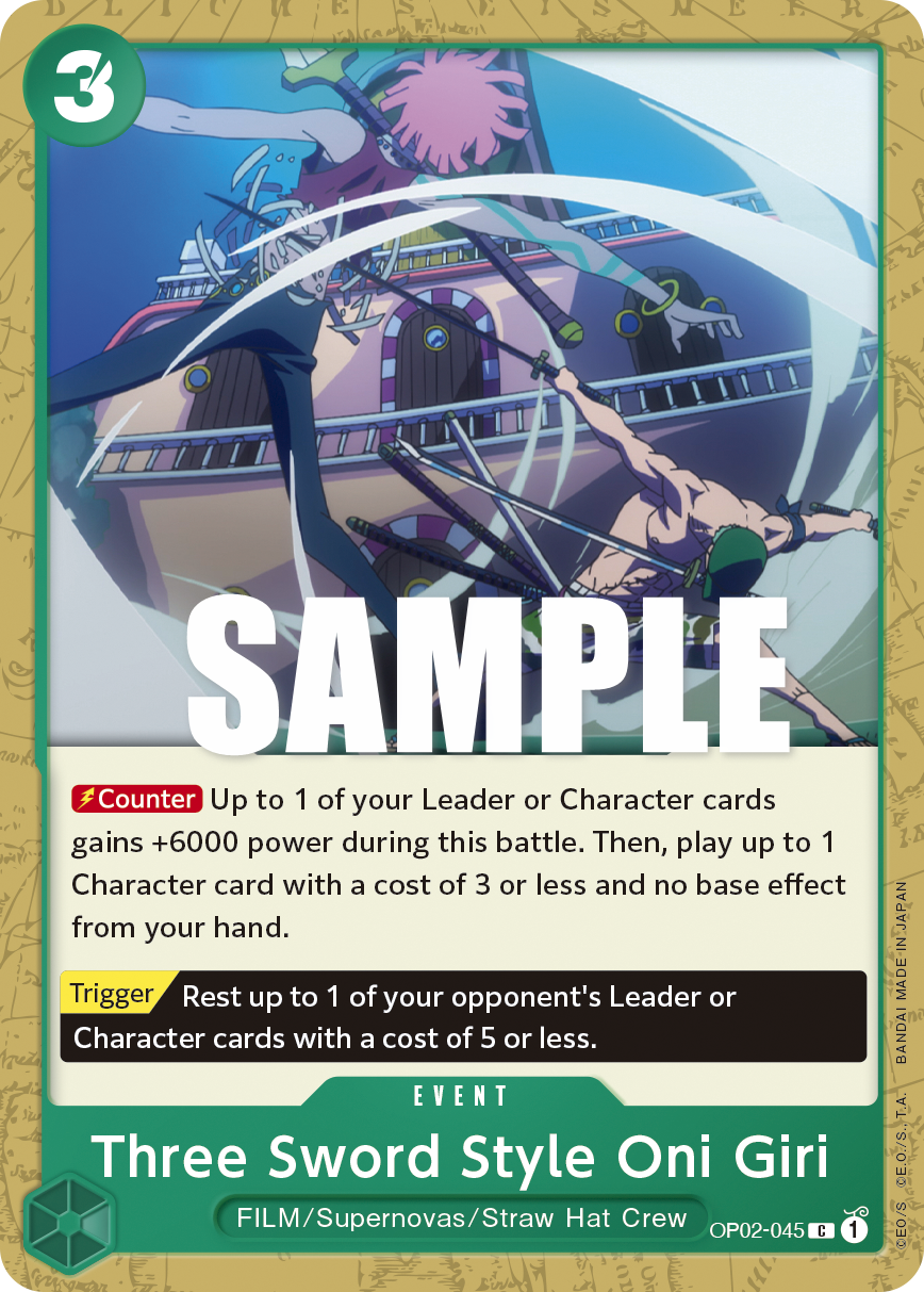 OPTCG Paramount War OP02-045 Three Sword Style Oni Giri