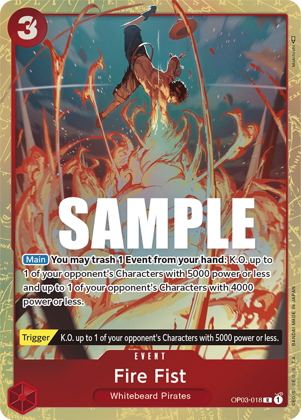 OPTCG Pillars of Strength OP03-018 Fire Fist Alternate Art