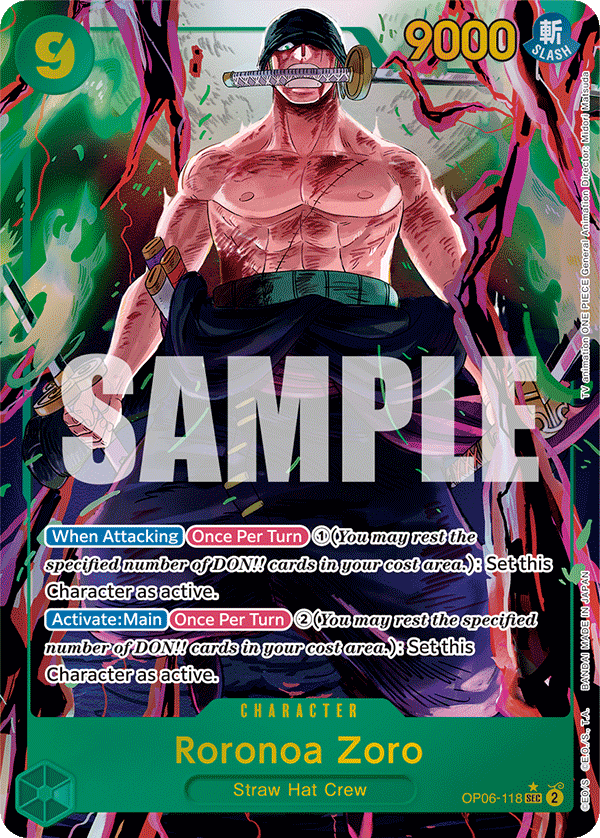 OPTCG Wings of the Captain OP06-118 Roronoa Zoro (SEC) Alternate Art