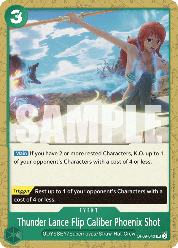 OPTCG Emperors in the New World OP09-040 Thunder Lance Flip Caliber Phoenix Shot