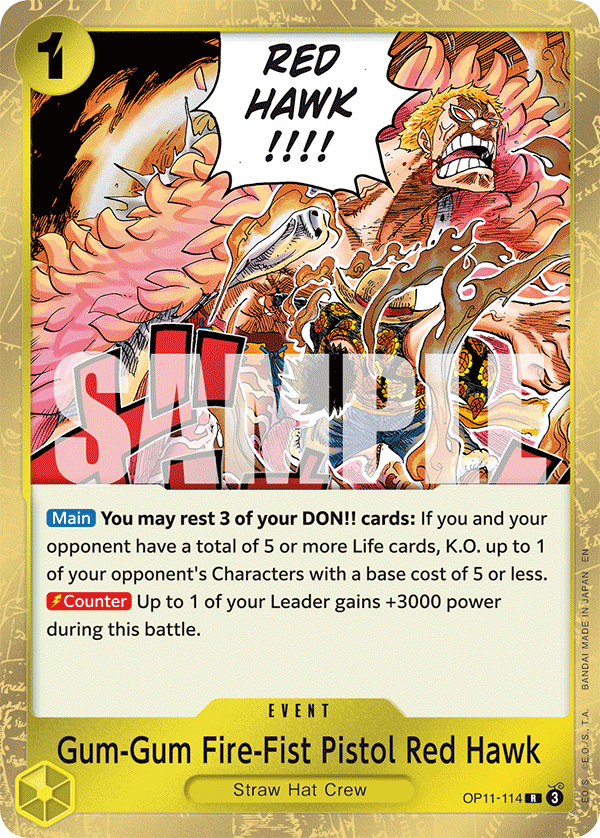OPTCG A Fist of Divine Speed OP11-114 Gum-Gum Fire-Fist Pistol Red Hawk
