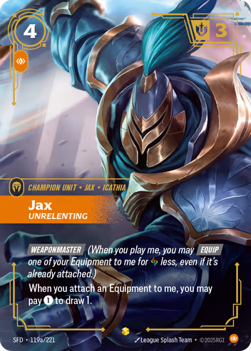Riftbound Spiritforged 119a/221 Jax Unrelenting (Showcase)