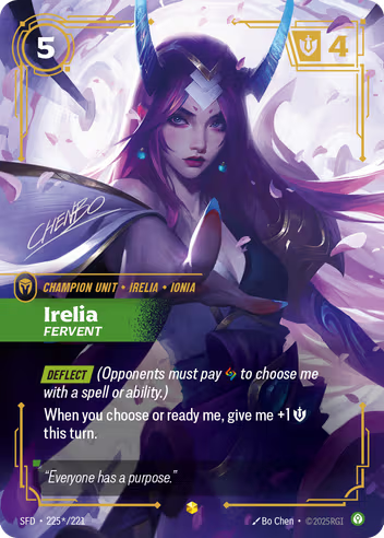 Riftbound Spiritforged 225s/221 Irelia Fervent (Signed Showcase)