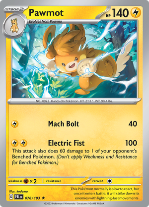 SV Paldea Evolved 076/193 Pawmot Holo Rare