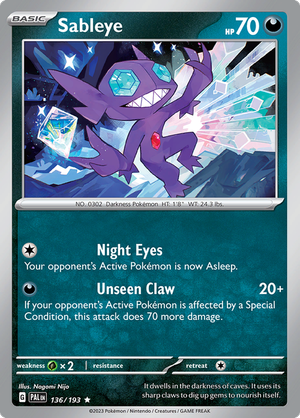 SV Paldea Evolved 136/193 Sableye Holo Rare