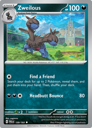 SV Paldea Evolved 139/193 Zweilous Reverse Holo