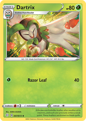 SWSH Shining Fates 007/072 Dartrix Reverse Holo