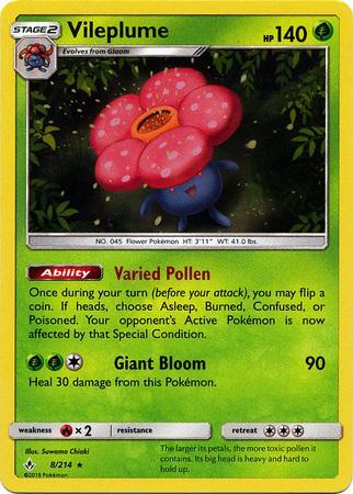 SM Unbroken Bonds 008/214 Vileplume Holo Rare