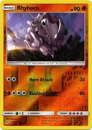 SM Unbroken Bonds 093/214 Rhyhorn Reverse Holo