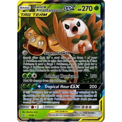 SM Unified Minds 001/236 Rowlet & Alolan Exeggutor GX (Tag Team)