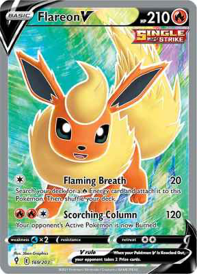 SWSH Evolving Skies 169/203 Flareon V Full Art
