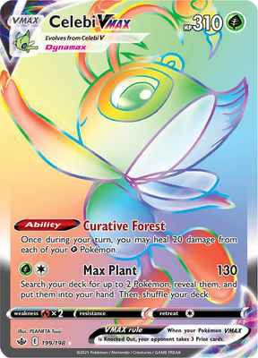 SWSH Chilling Reign 199/198 Celebi Vmax Rainbow Rare