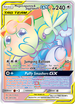 SM Cosmic Eclipse 261/236 Mega Lopunny & Jigglypuff GX (Tag Team) Rainbow Rare