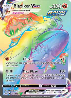 SWSH Chilling Reign 200/198 Blaziken Vmax Rainbow Rare