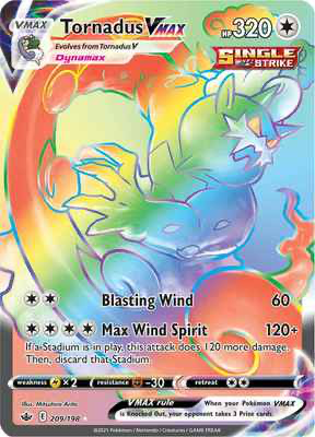 SWSH Chilling Reign 209/198 Tornadus Vmax Rainbow Rare