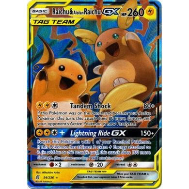 SM Unified Minds 054/236 Raichu & Alolan Raichu GX (Tag Team)