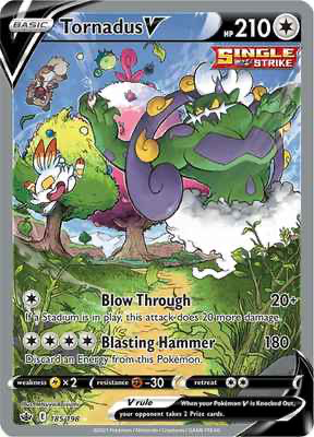 SWSH Chilling Reign 185/198 Tornadus V Alternate Art