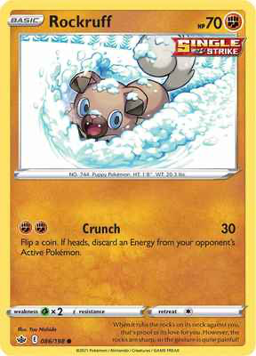 SWSH Chilling Reign 086/198 Rockruff Reverse Holo