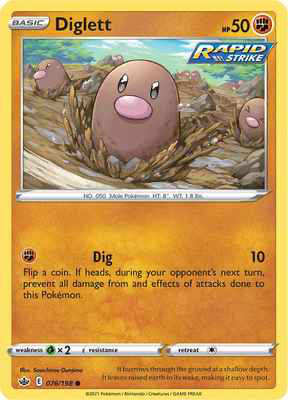 SWSH Chilling Reign 076/198 Diglett Reverse Holo