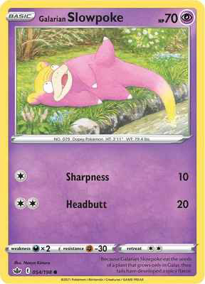 SWSH Chilling Reign 054/198 Galarian Slowpoke Reverse Holo