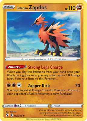 SWSH Evolving Skies 082/203 Galarian Zapdos Reverse Holo