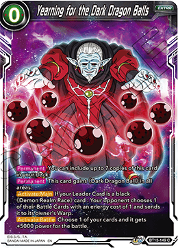 DBS Supreme Rivalry BT13-149 Yearning for the Dark Dragon Balls Foil