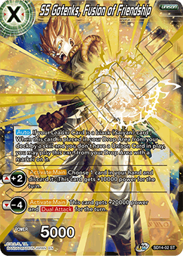 DBS UW01 Starter Saiyan Wonder SD14-002 SS Gotenks, Fusion of Friendship Gold Foil