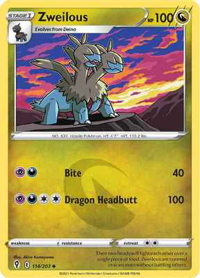 SWSH Evolving Skies 114/203 Zweilous Reverse Holo