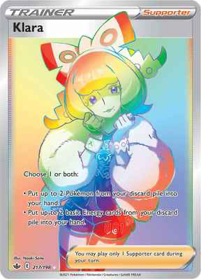 SWSH Chilling Reign 217/198 Klara Rainbow Rare