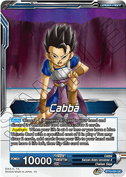 DBS Saiyan Showdown BT15-031 Cabba (Leader)