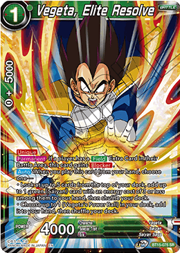 DBS Saiyan Showdown BT15-075 Vegeta, Elite Resolve SR
