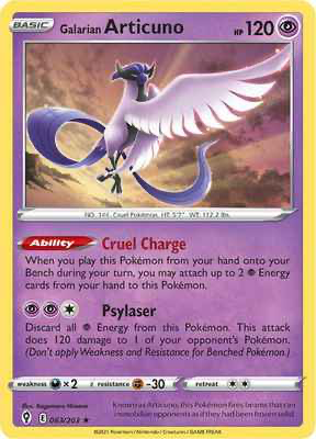 SWSH Evolving Skies 063/203 Galarian Articuno Holo Rare