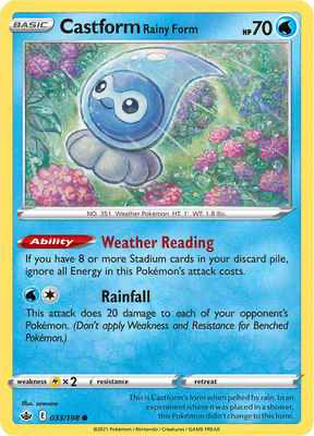 SWSH Chilling Reign 033/198 Castform Rainy Form