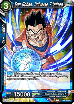 DBS Draft Box 4: Dragon Brawl DB1-023 Son Gohan, Universe 7 United Foil